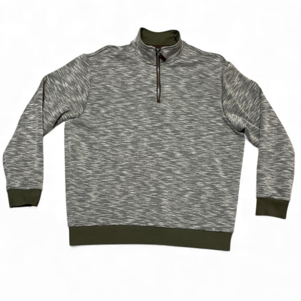 Men's Roundtree & Yorke Heathered Forest Green Modal Quarter Zip Size Large